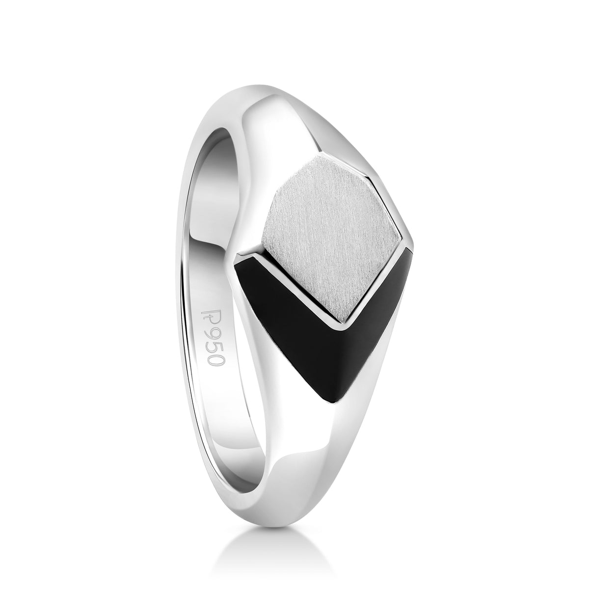 Belt Ring in PLATINUM-BLACK-Enamel