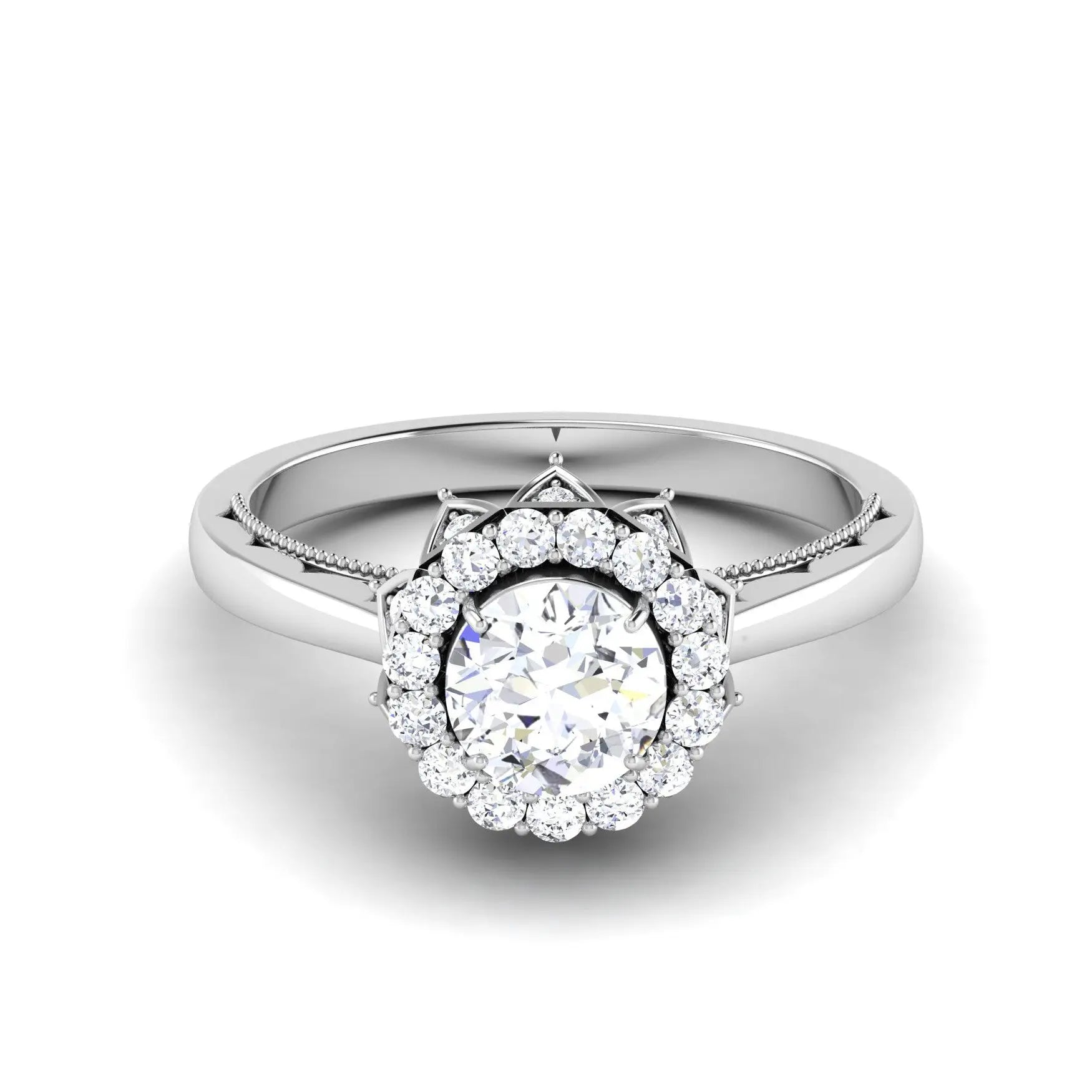 0.50 cts. Solitaire Designer Platinum Double Halo Diamond Engagement Ring JL PT 6603   Jewelove.US