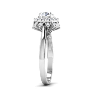 0.50 cts. Solitaire Designer Platinum Double Halo Diamond Engagement Ring JL PT 6603   Jewelove.US