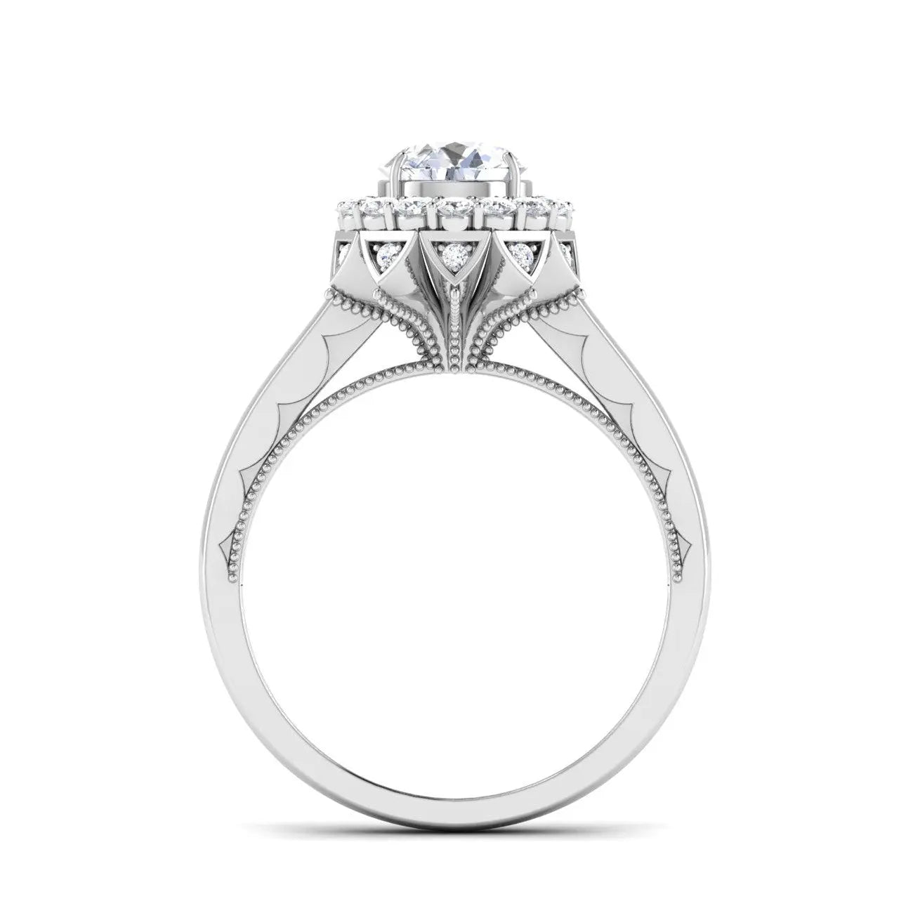 0.50 cts. Solitaire Designer Platinum Double Halo Diamond Engagement Ring JL PT 6603   Jewelove.US