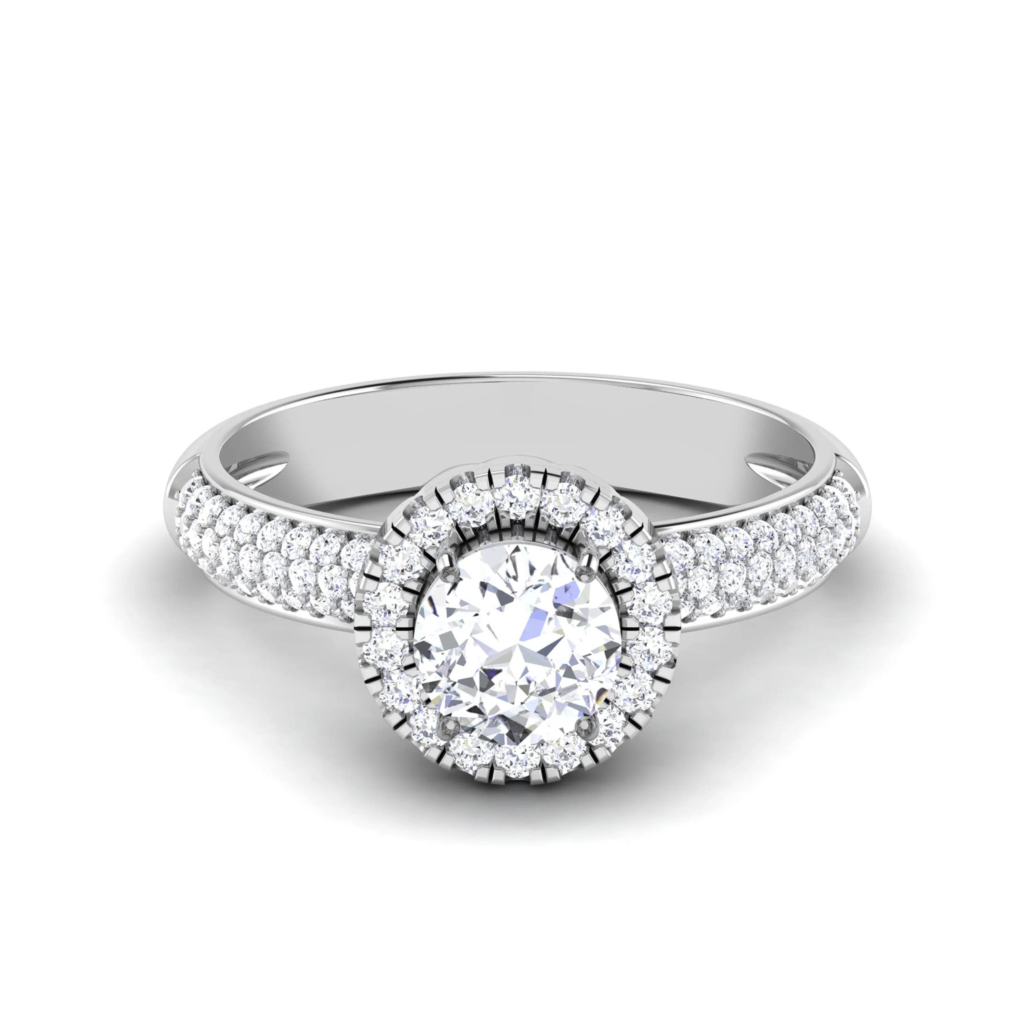 0.50cts Solitaire Halo Diamond Split Shank Platinum Engagement Ring JL PT 7006   Jewelove.US