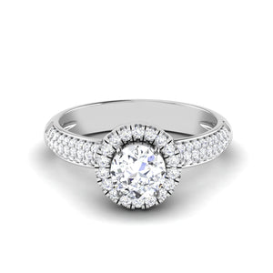 0.50cts Solitaire Halo Diamond Split Shank Platinum Engagement Ring JL PT 7006   Jewelove.US