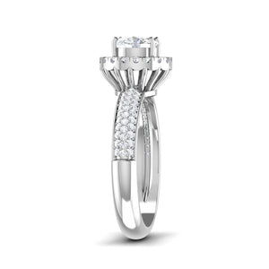 0.50cts Solitaire Halo Diamond Split Shank Platinum Engagement Ring JL PT 7006   Jewelove.US