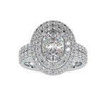 Load image into Gallery viewer, 70-Pointer Oval Cut Solitaire Diamond Halo Split Shank Platinum Ring JL PT 0036-B   Jewelove.US
