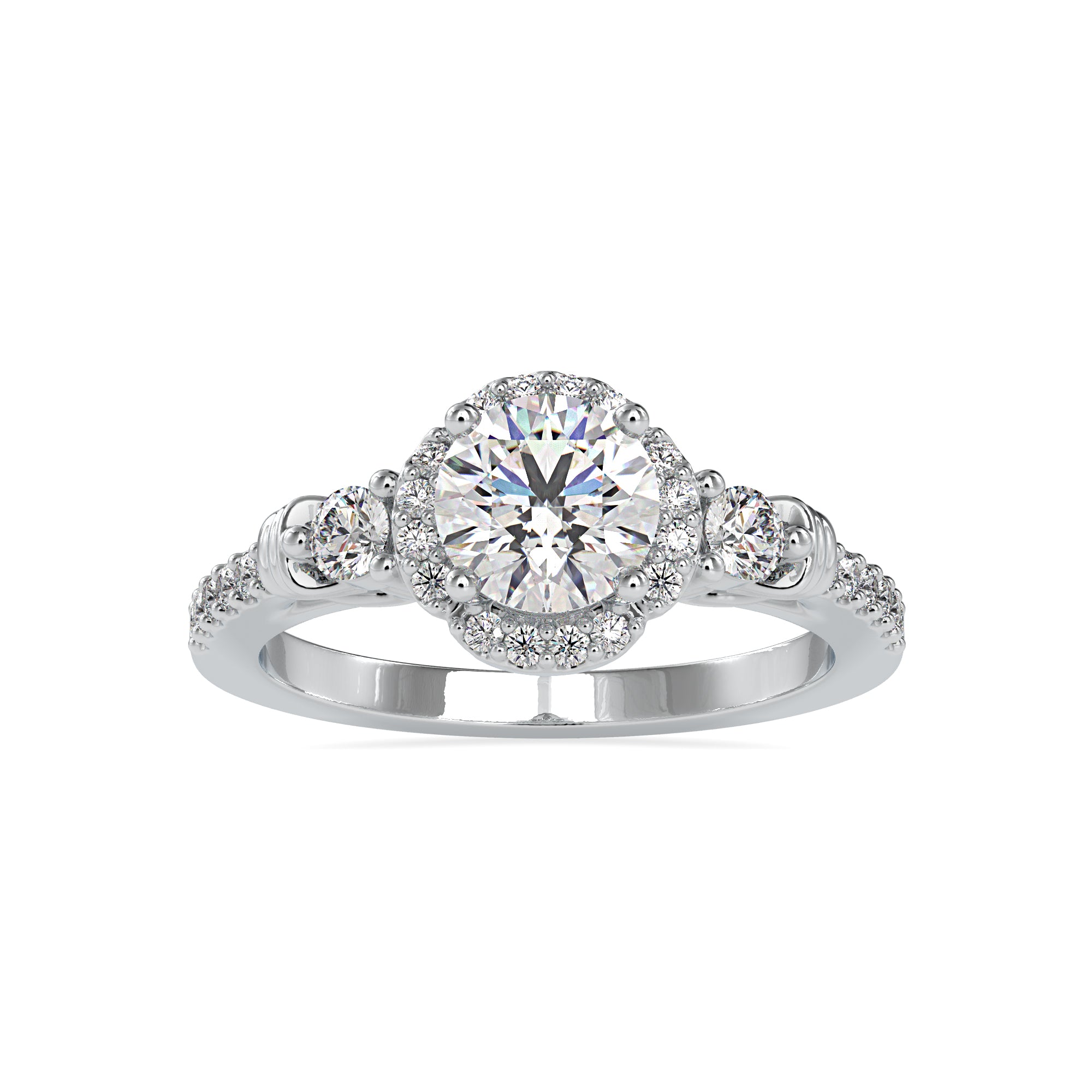 1.50-Carat Lag Grown Solitaire Accent Diamond Shank Platinum Ring JL PT LG G 0048-C