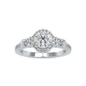 1.50-Carat Lag Grown Solitaire Accent Diamond Shank Platinum Ring JL PT LG G 0048-C