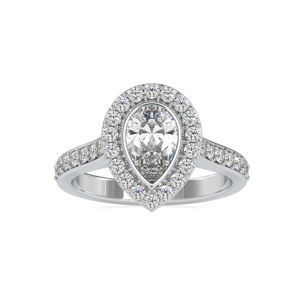 50-Pointer Solitaire Halo Diamond Shank Platinum Engagement Ring JL PT 0055-A   Jewelove.US