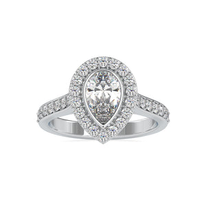 50-Pointer Solitaire Halo Diamond Shank Platinum Engagement Ring JL PT 0055-A   Jewelove.US