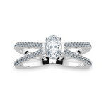 Load image into Gallery viewer, 30-Pointer Oval Cut Solitaire Halo Diamond Shank Platinum Ring JL PT 1252   Jewelove.US
