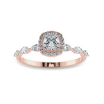 Load image into Gallery viewer, 70-Pointer Cushion Cut Solitaire Halo Diamonds with Marquise Cut Diamonds Accents 18K Rose Gold Ring JL AU 1271R-B   Jewelove.US
