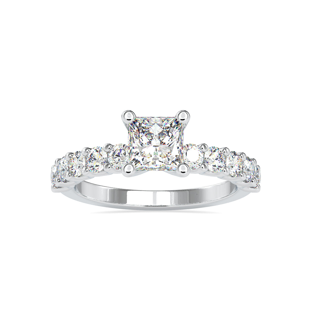 50-Pointer Princess Cut Solitaire Platinum Diamond Shank Ring JL PT 0117-A   Jewelove.US