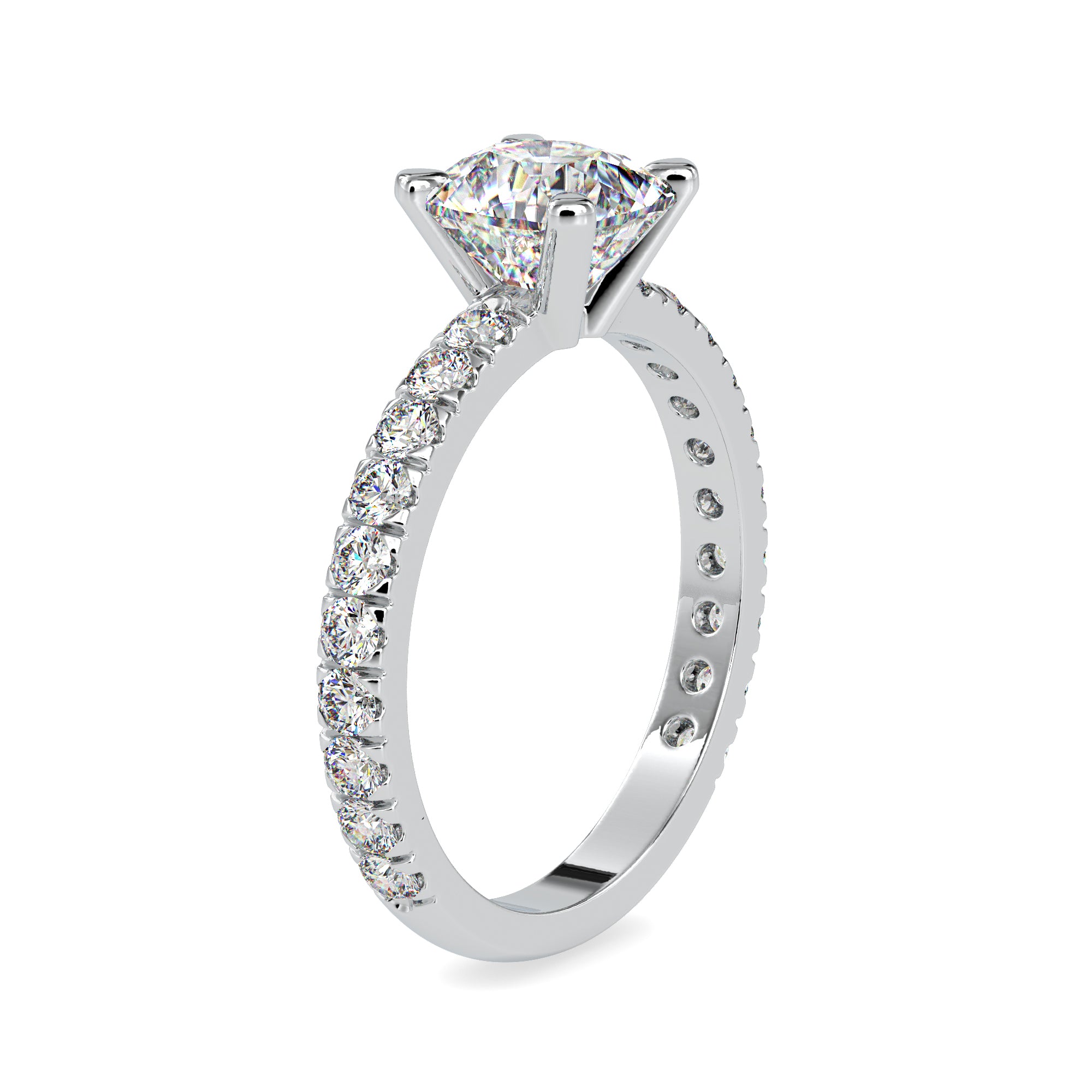 50-Pointer Solitaire Diamond Shank Platinum Ring JL PT 0154-A   Jewelove.US