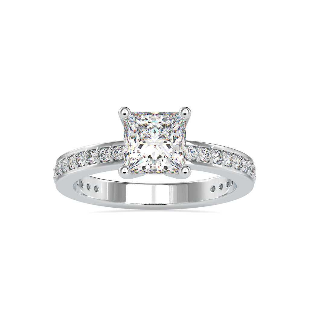 50-Pointer Princess Cut Solitaire Platinum Diamond Shank Ring JL PT 0155-A   Jewelove.US