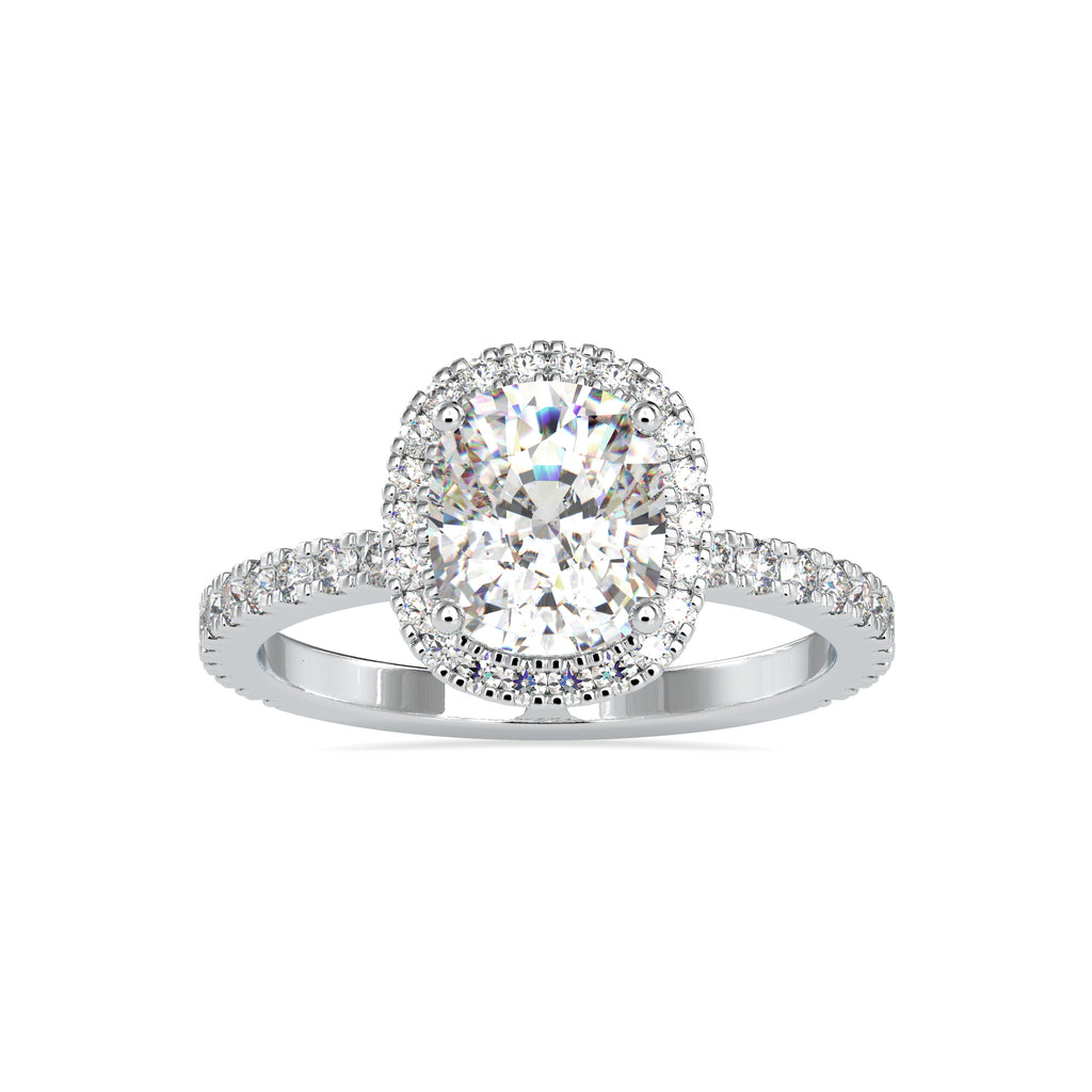 50-Pointer Solitaire Halo Diamond Shank Platinum Ring JL PT 0162-A   Jewelove.US