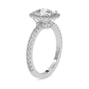 70-Pointer Solitaire Halo Diamond Shank Platinum Ring JL PT 0162-B   Jewelove.US