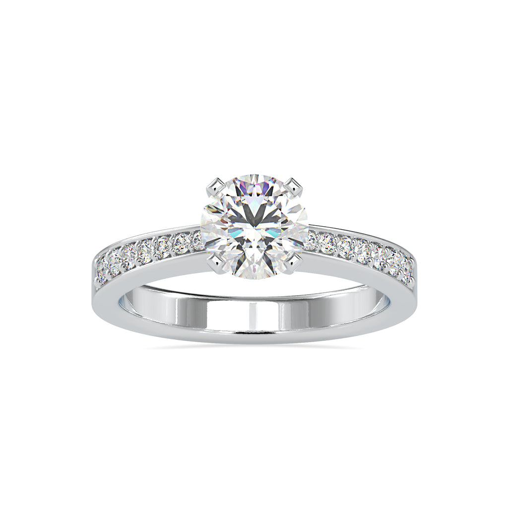 50-Pointer Solitaire Platinum Diamond Shank Ring JL PT 0166-A   Jewelove.US