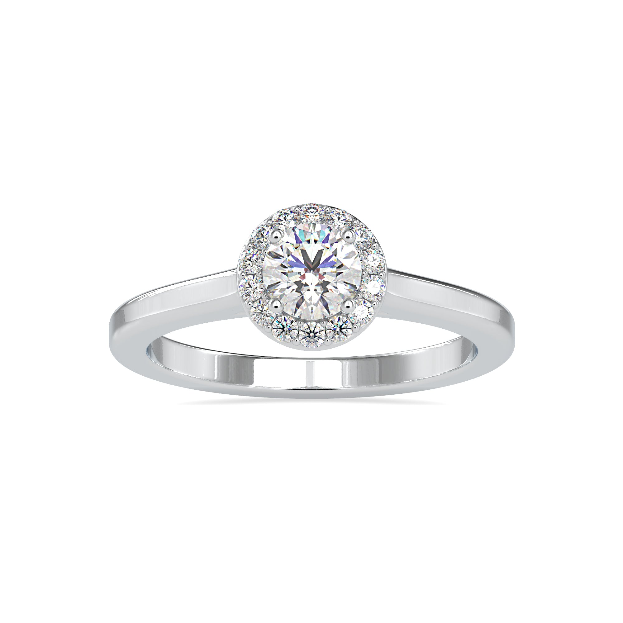 2-Carat Lab Grown Solitaire Single Halo Diamond Platinum Engagement Ring JL PT LG G 0200-D