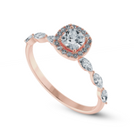 Load image into Gallery viewer, 70-Pointer Cushion Cut Solitaire Halo Diamonds with Marquise Cut Diamonds Accents 18K Rose Gold Ring JL AU 1271R-B   Jewelove.US
