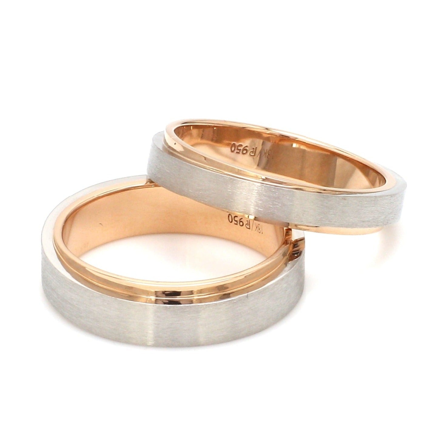 Slanting Platinum & Rose Gold Couple Rings JL PT 635