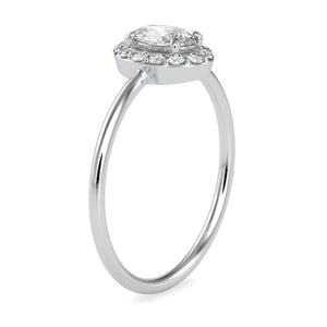 50-Pointer Oval Cut Solitaire Platinum Halo Diamond Ring JL PT 0626-A   Jewelove.US