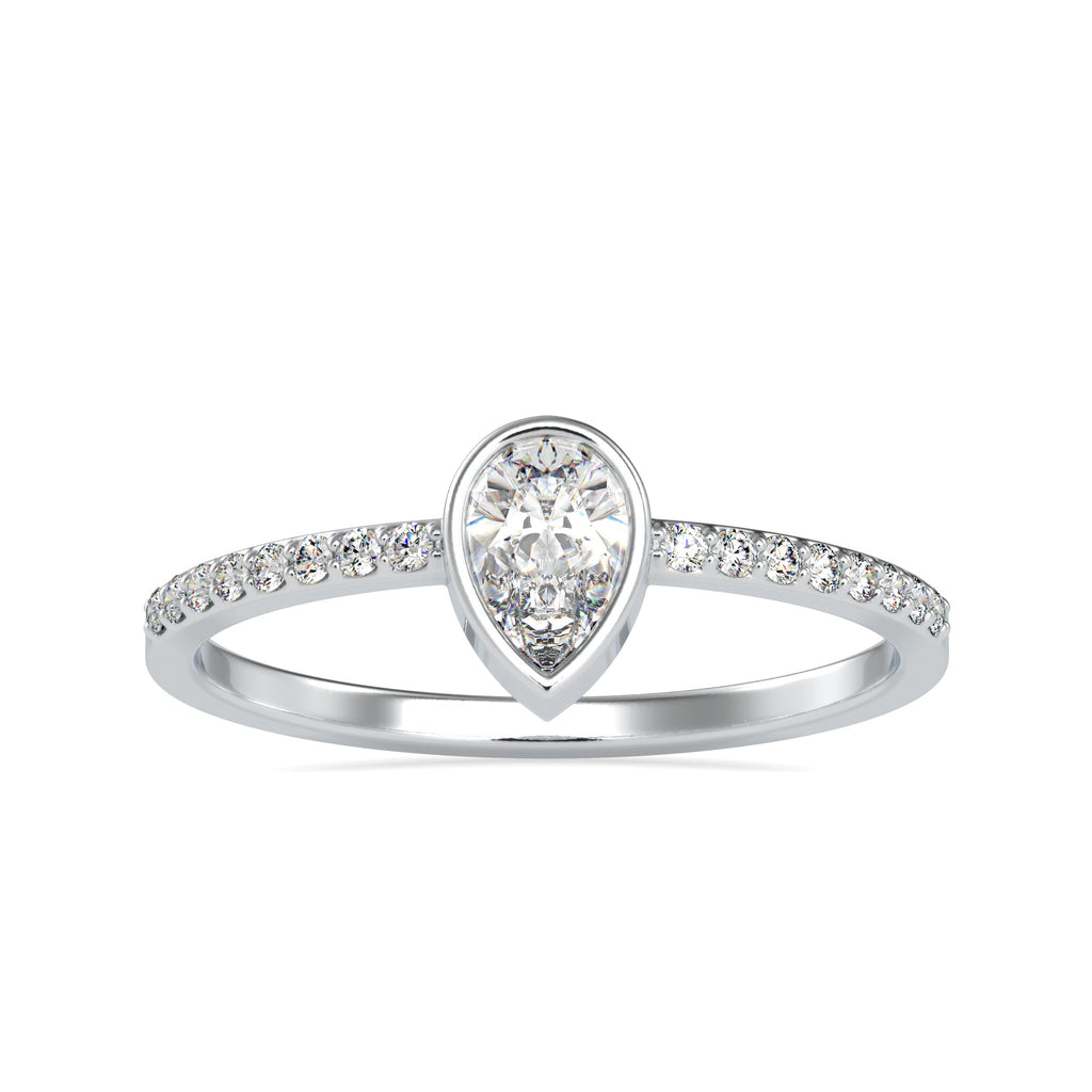 50-Pointer Pear Cut Solitaire Platinum Diamond Shank Ring JL PT 0679-A   Jewelove.US