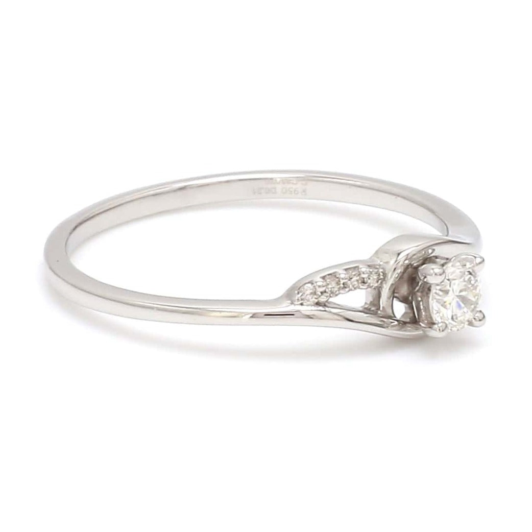 Designer Platinum Solitaire Ring with Diamond Accents JL PT 969