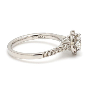 40-Pointer Platinum Solitaire Engagement Ring with Diamond Halo & Shank JL PT 671