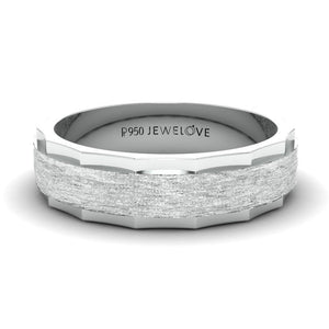 Designer Rough Texture Platinum Band with Cut Edges JL PT 663