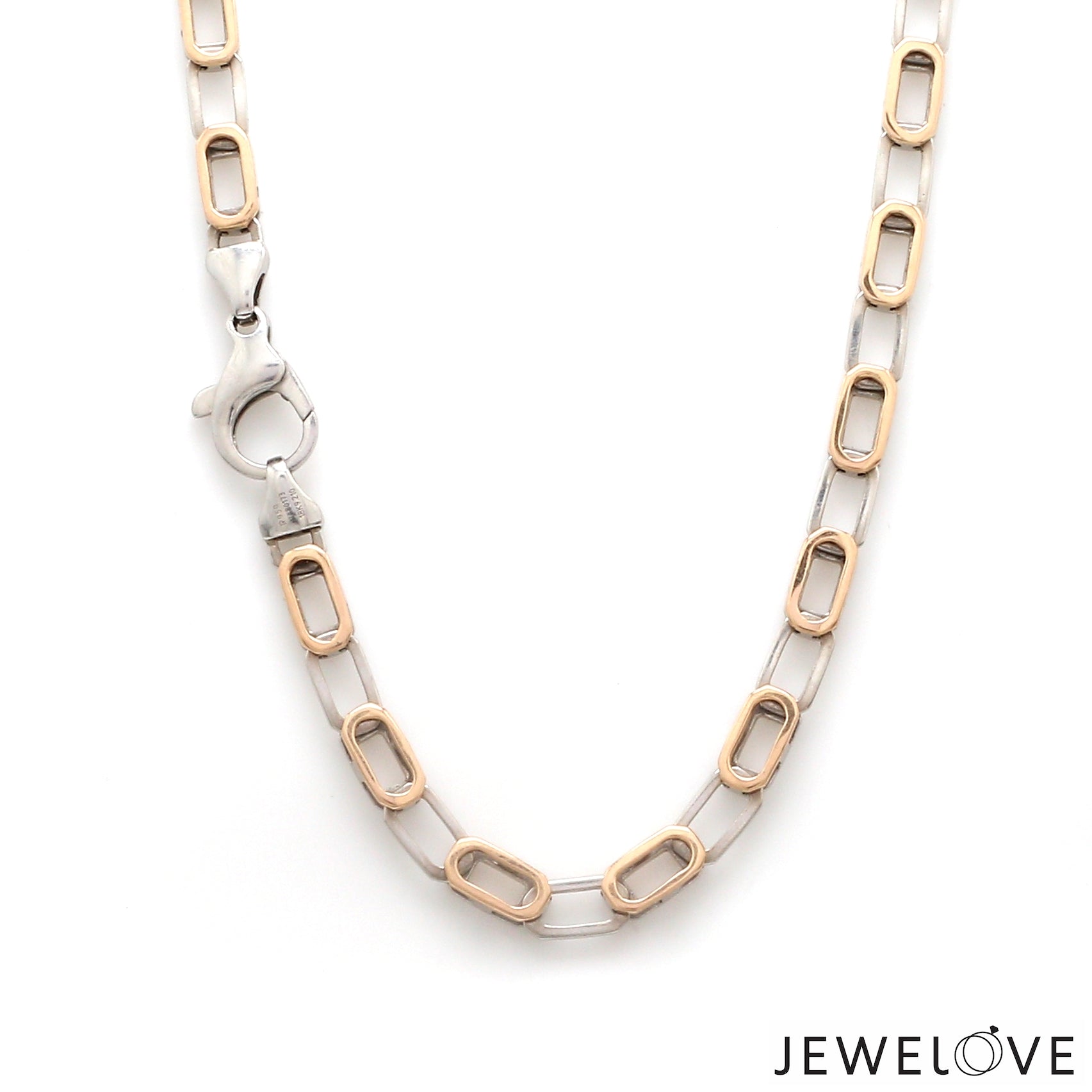 5mm Platinum + 18K Rose Gold Double Side Chain for Men JL PT CH 1322