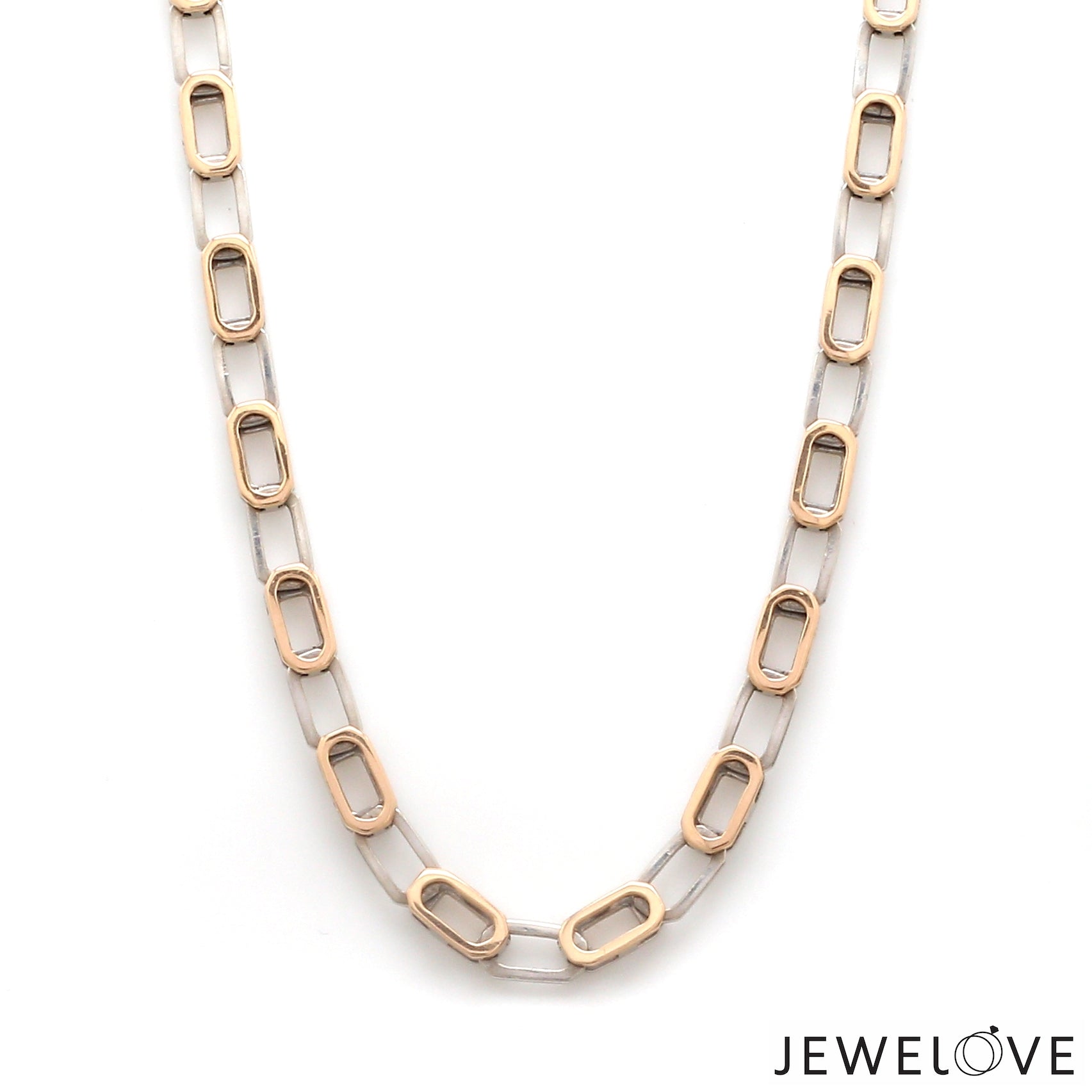 5mm Platinum + 18K Rose Gold Double Side Chain for Men JL PT CH 1322