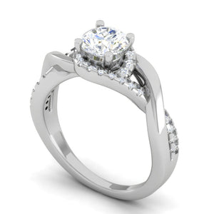 70-Pointer Solitaire Platinum Diamond Single Twisted Shank Engagement Ring JL PT WB6007E-B