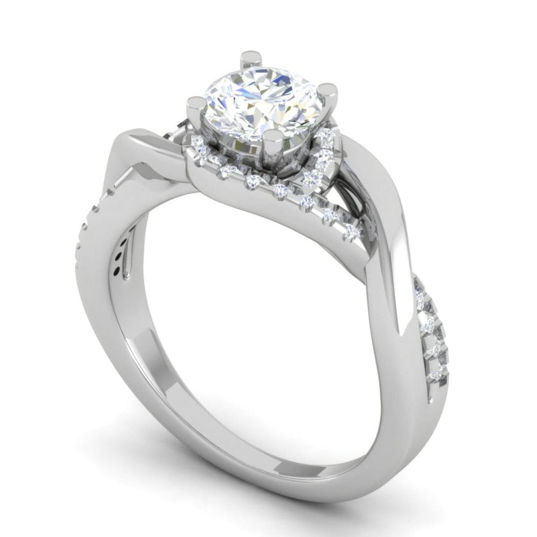 30-Pointer Solitaire Platinum Diamond Single Twisted Shank Engagement Ring JL PT WB6007E