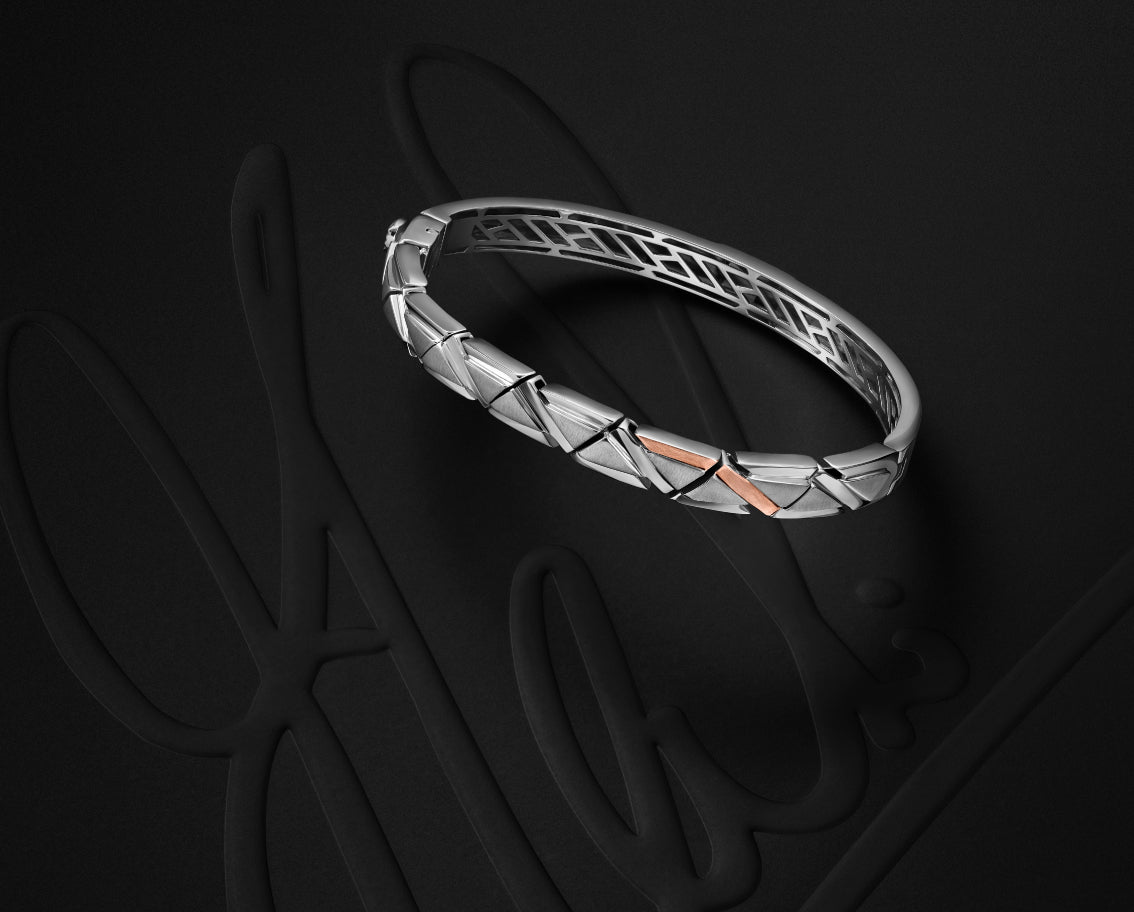 Men of Platinum | Rose Gold with Black Enamel Kada for Men JL PTB MSD 101