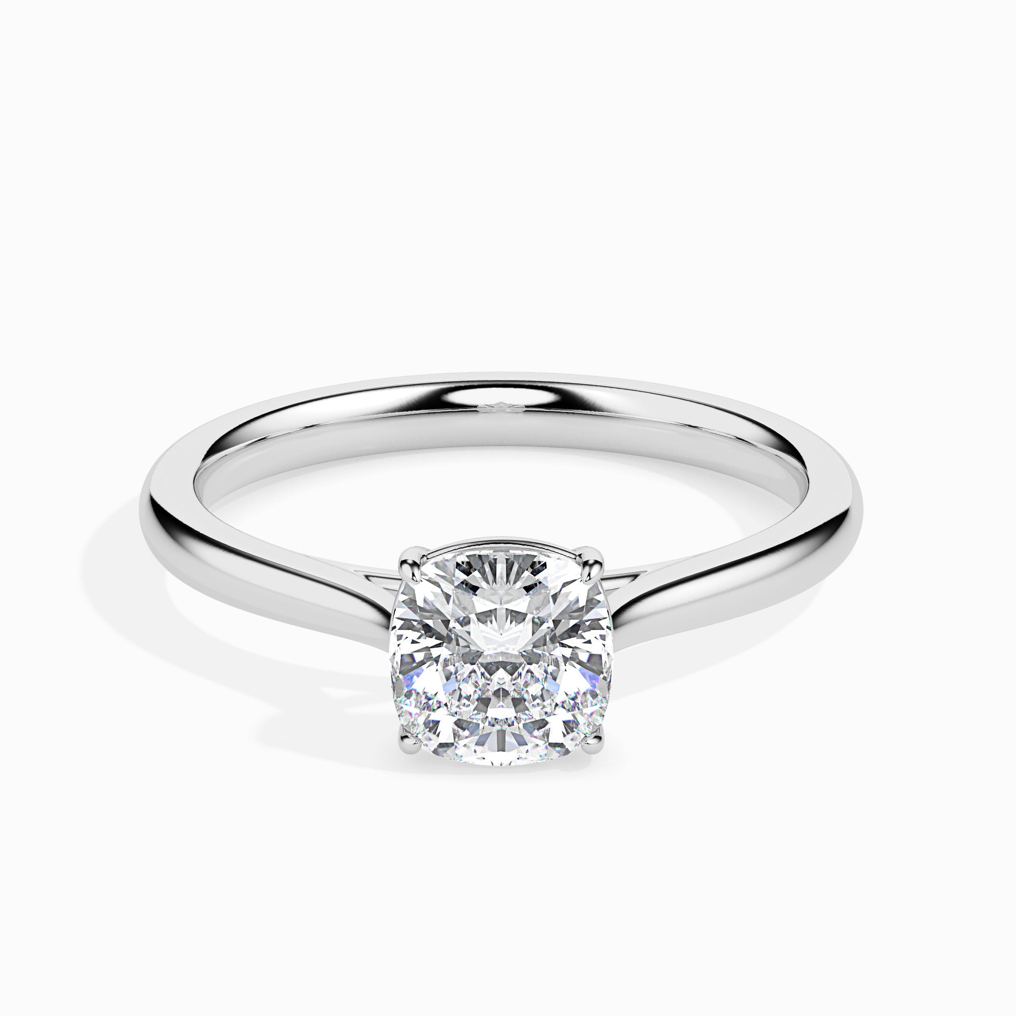 70-Pointer Cushion Cut Solitaire Diamond Platinum Ring JL PT 19003-B   Jewelove.US