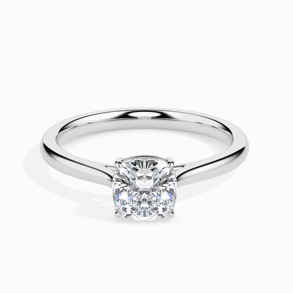 70-Pointer Cushion Cut Solitaire Diamond Platinum Ring JL PT 19003-B   Jewelove.US