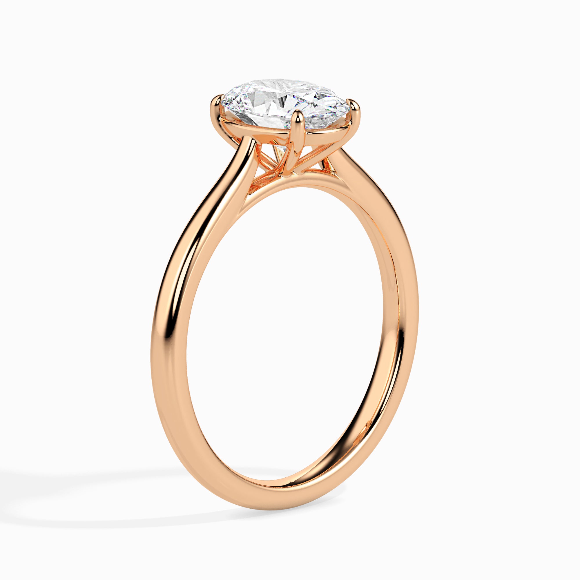 50-Pointer Oval Cut Solitaire 18K Rose Gold Ring JL AU 19004R-A   Jewelove.US