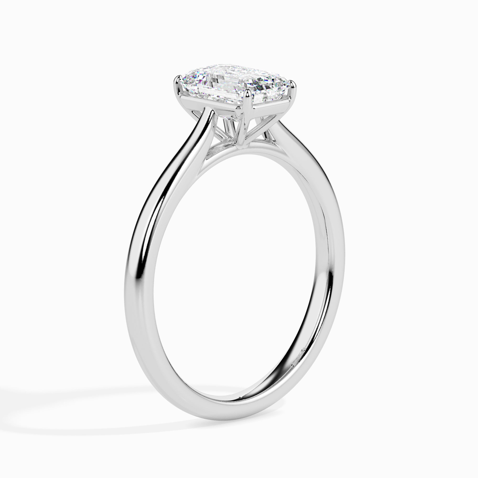 30-Pointer Emerald Cut Solitaire Platinum Ring JL PT 19005   Jewelove.US