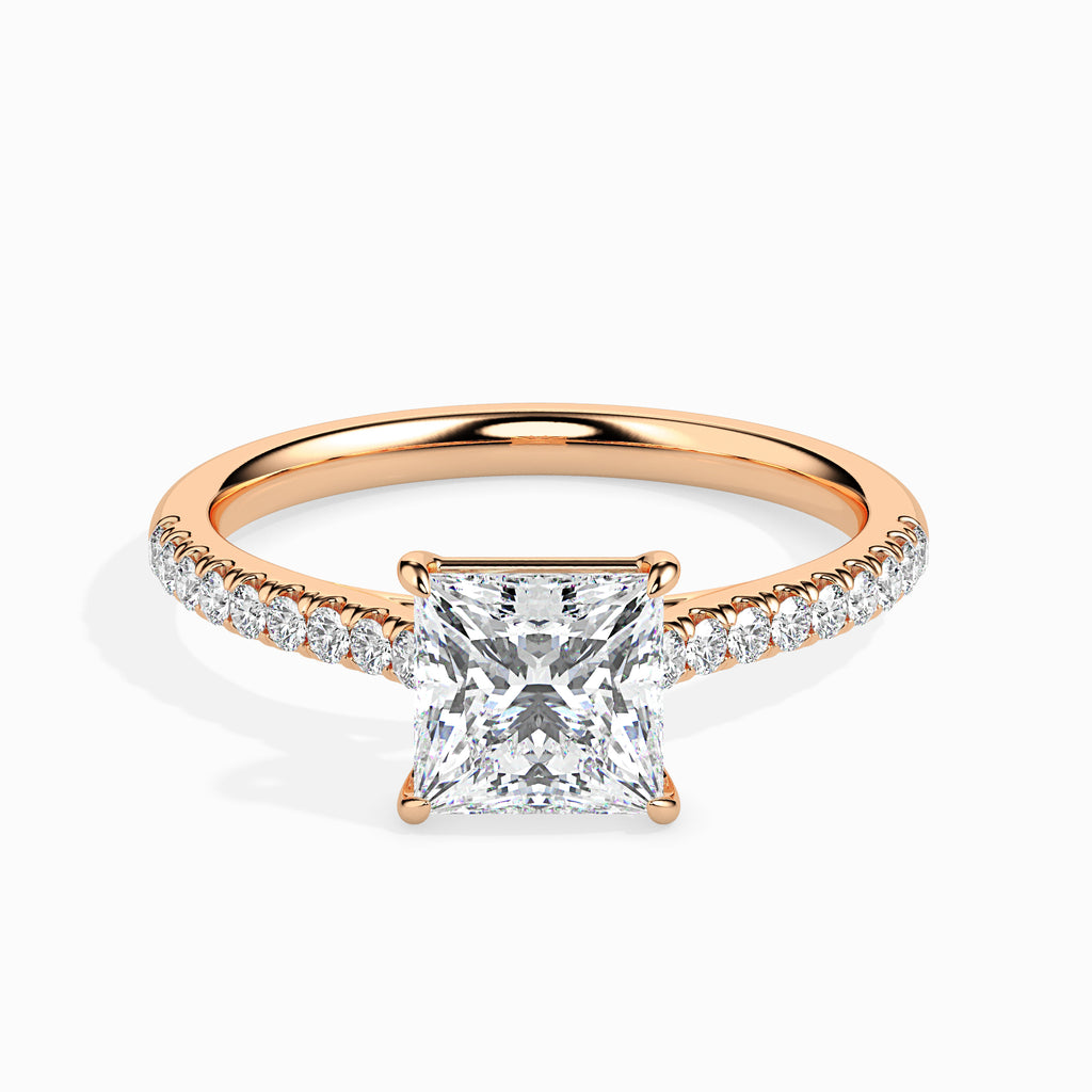 30-Pointer Princess Cut Solitaire Diamond Shank 18K Rose Gold Ring JL AU 19012R   Jewelove.US