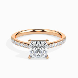 70-Pointer Princess Cut Solitaire Diamond Shank 18K Rose Gold Ring JL AU 19012R-B   Jewelove.US