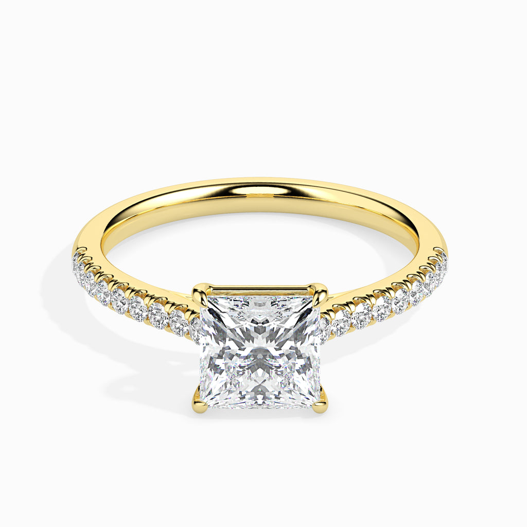 30-Pointer Princess Cut Solitaire Diamond Shank 18K Yellow Gold Ring JL AU 19012Y   Jewelove.US