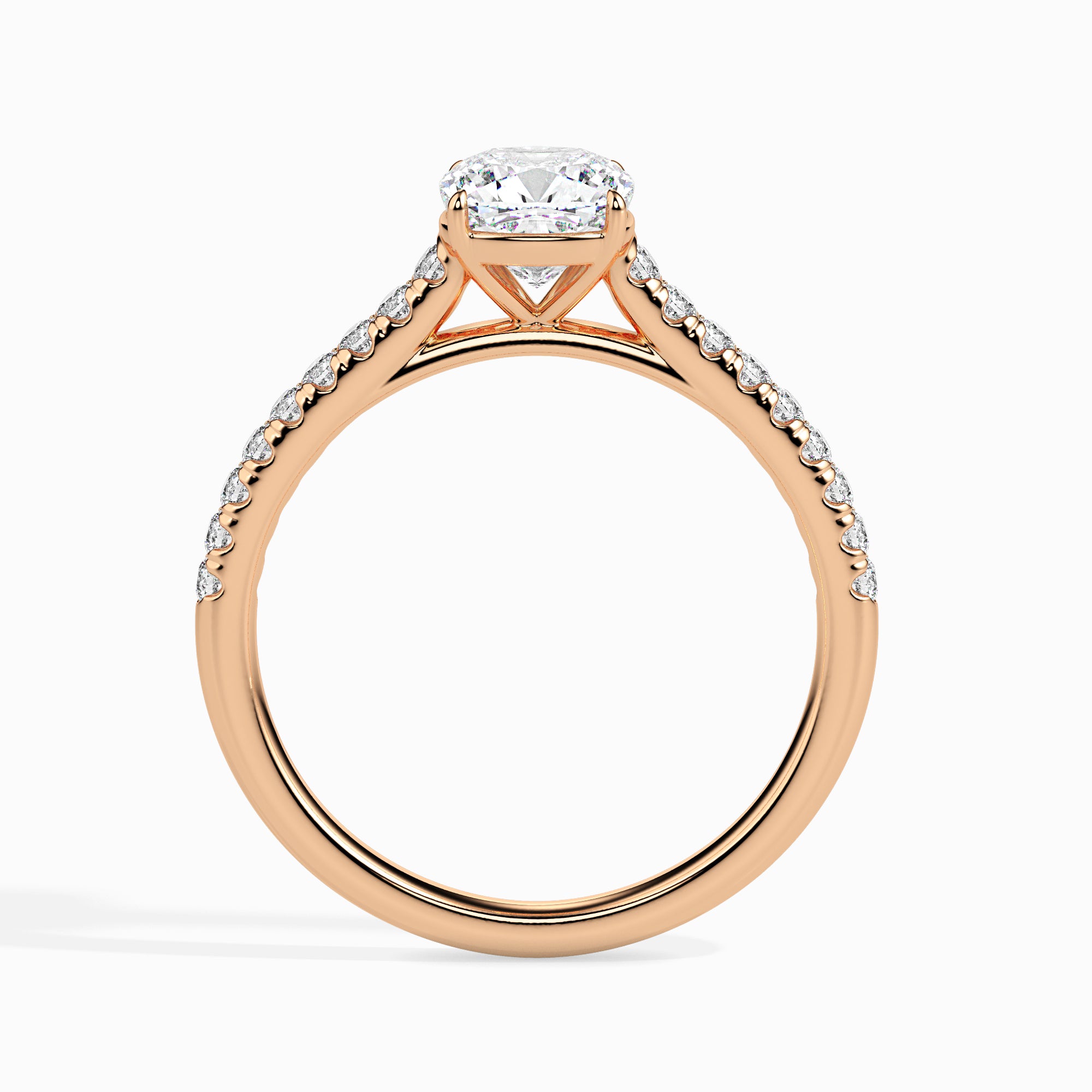 50-Pointer Cushion Cut Solitaire Diamond Shank 18K Rose Gold Ring JL AU 19013R-A   Jewelove.US