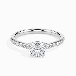 70-Pointer Cushion Cut Solitaire Diamond Shank Platinum Engagement Ring JL PT 19013-B   Jewelove.US