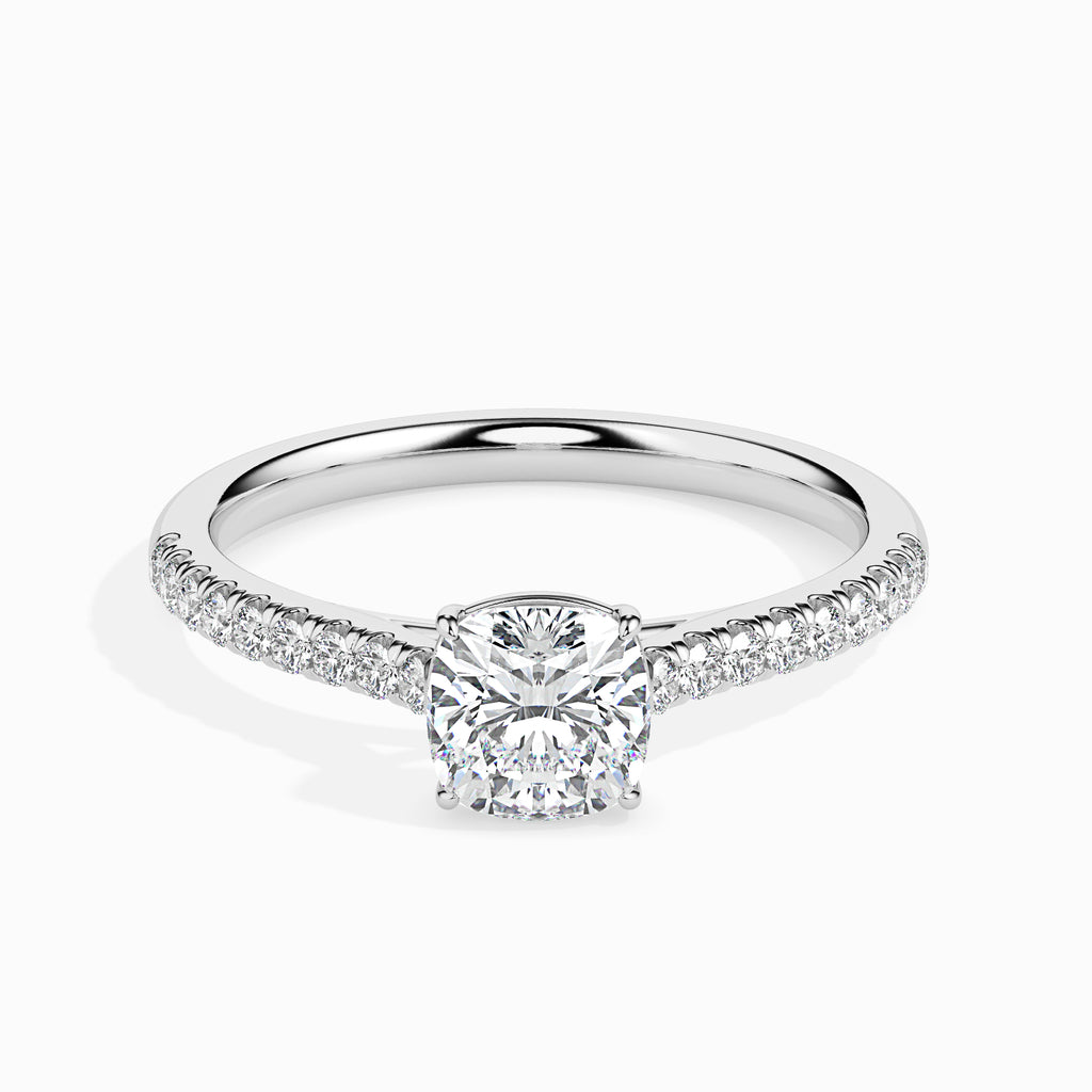 50-Pointer Cushion Cut Solitaire Diamond Shank Platinum Engagement Ring JL PT 19013-A   Jewelove.US