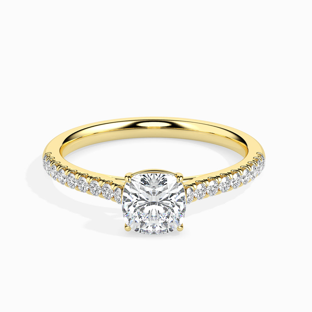 30-Pointer Cushion Cut Solitaire Diamond Shank 18K Yellow Gold Ring JL AU 19013Y   Jewelove.US