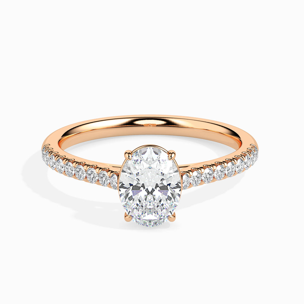 30-Pointer Oval Cut Solitaire Diamond Shank 18K Rose Gold Ring JL AU 19014R   Jewelove.US