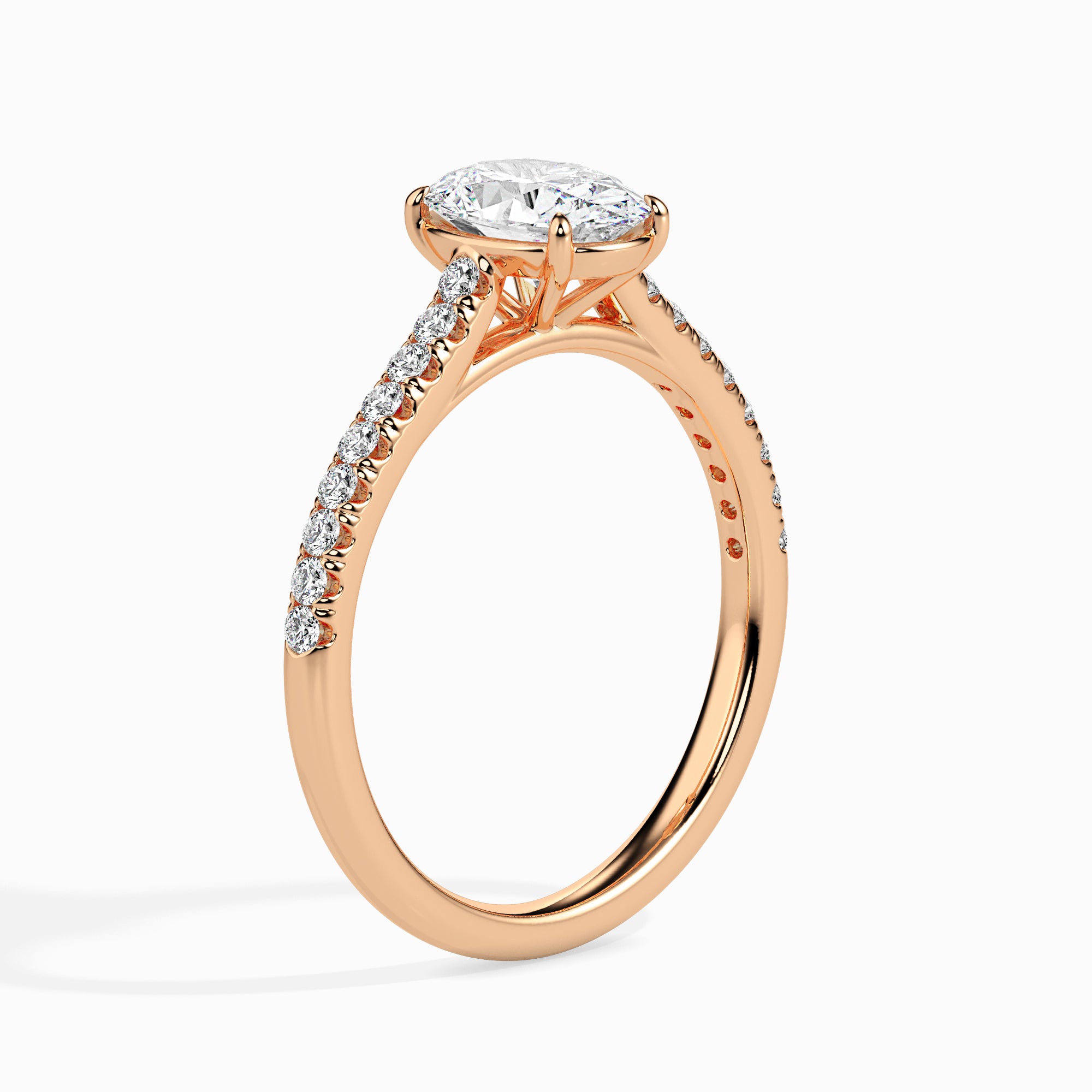 50-Pointer Oval Cut Solitaire Diamond Shank 18K Rose Gold Ring JL AU 19014R-A   Jewelove.US