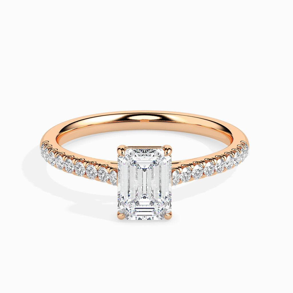 30-Pointer Emerald Cut Solitaire Diamond Shank 18K Rose Gold Solitaire Ring JL AU 19015R   Jewelove.US