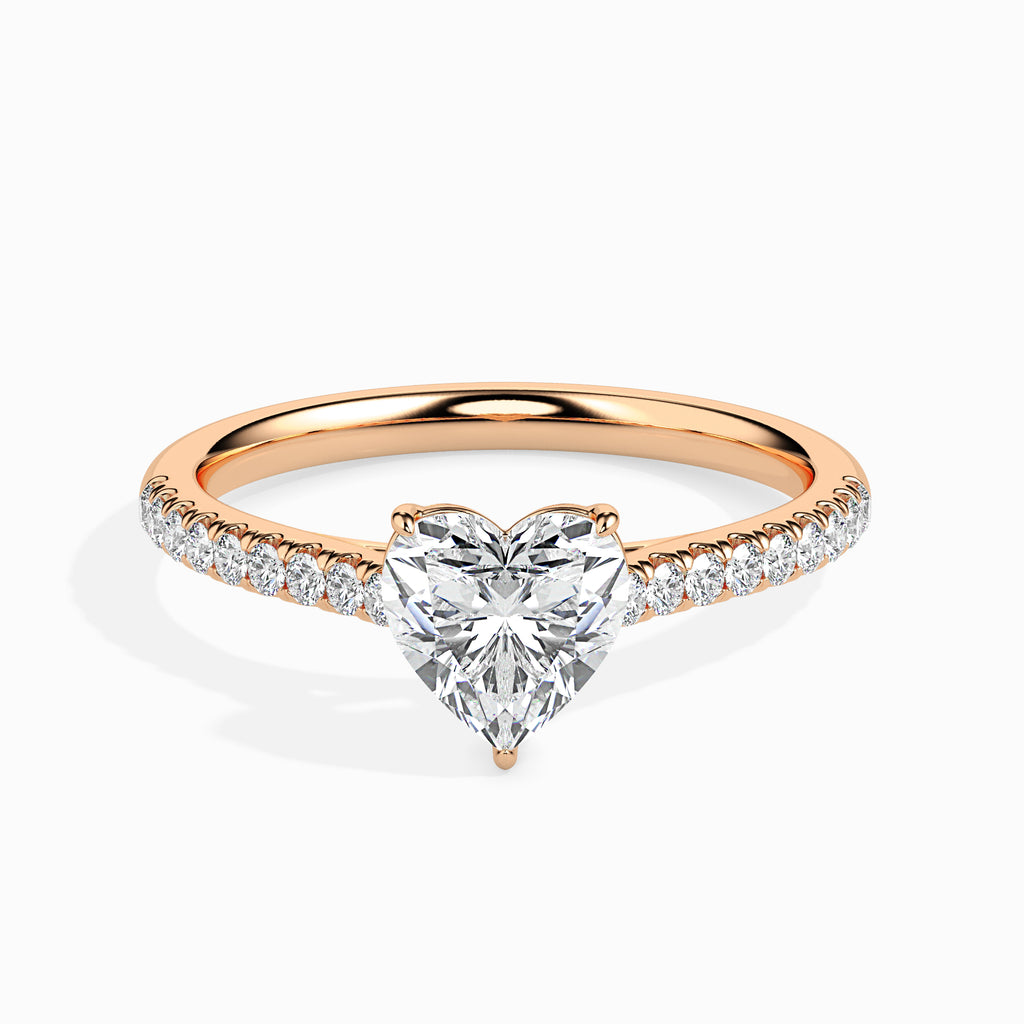 30-Pointer Heart Cut Solitaire Diamond Shank 18K Rose Gold Ring JL AU 19018R   Jewelove.US