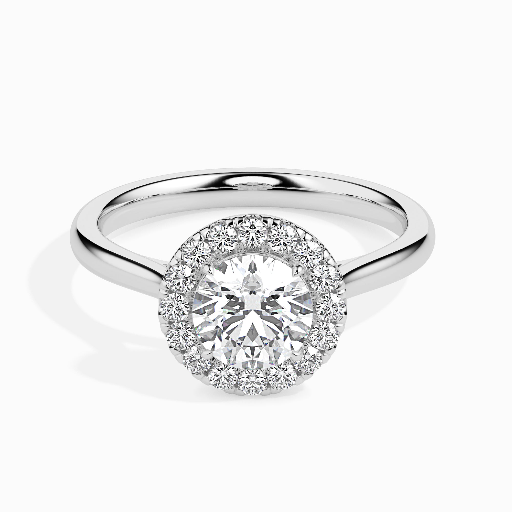 70-Pointer Solitaire Halo Diamond Shank Platinum Ring JL PT 19021-B   Jewelove.US