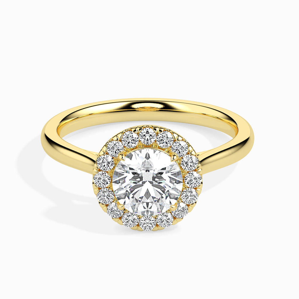 30-Pointer Solitaire Halo Diamond Shank 18K Yellow Gold Ring JL AU 19021Y-C   Jewelove.US